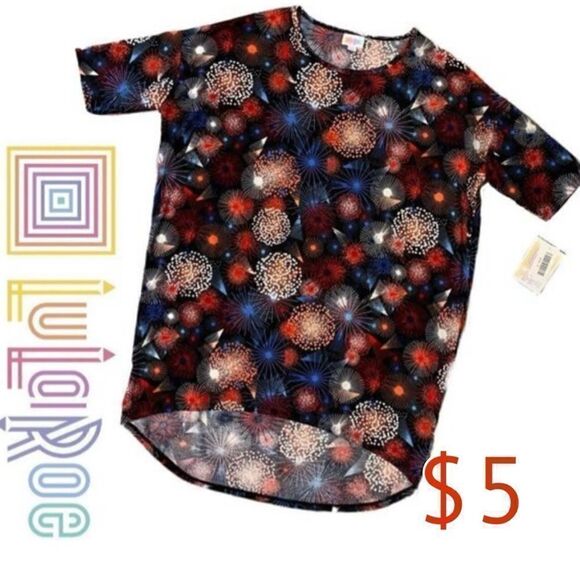 $5 ADD ON ITEM NWT LULAROE Irma Fireworks tee sZ small - Picture 1 of 13